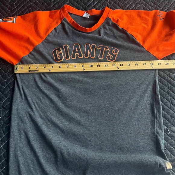 SF Giants Shirt Adult Medium Orange Gray Raglan Baseball MLB 2010 - Picture 9 of 12